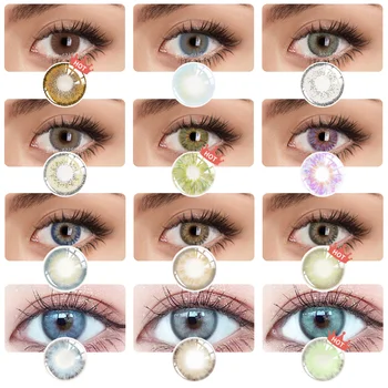 Био-эссенция, 1 пара цветных контактных линз для глаз, Аксессуары для красоты и макияжа естественного цвета, Серые линзы, Синие контактные линзы