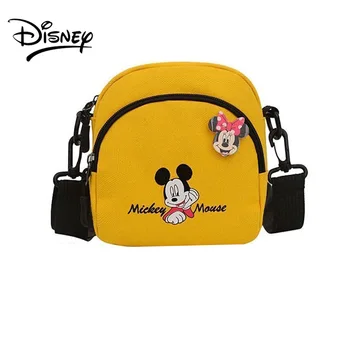 Детская сумка Disney с рисунком Милого Микки из мультфильма, Холщовая сумка Для девочек, 2022 Новая Простая Диагональная сумка через плечо, кошелек