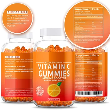 2 Бутылки Жевательных резинок VC Gummy Bears с витамином С и цинком, Пищевые добавки, добавка витамина с