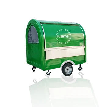 Тележка еды зеленого цвета передвижная с 2 большими колесами тележка мороженого тележки уличной еды для продажи