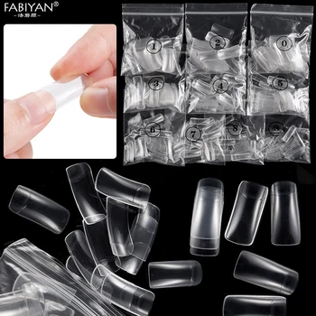 500шт 10 различных размеров Французское полупокрытие накладных акриловых наконечников для дизайна ногтей Arificial Salon прозрачные ногти