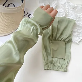 2023 новая мода лето высококачественный ледяной шелк солнцезащитный крем свободные перчатки Солнцезащитный ледяной рукав женский УФ рукав сплошной цвет для вождения