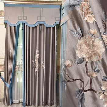 Высокоточные шторы для гостиной, столовой, спальни с имитацией вышивки, Новые уникальные шторы в китайском стиле Jiangnan