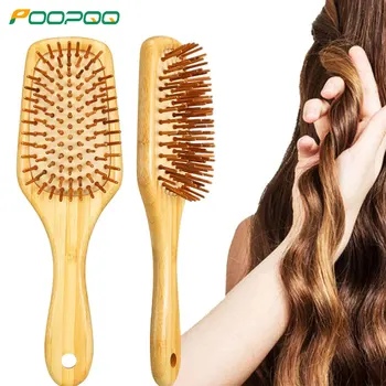Бамбуковая расческа с бамбуковой щетиной для массажа кожи головы, женщин и мужчин, прямые Вьющиеся, волнистые, сухие, влажные, густые или тонкие волосы