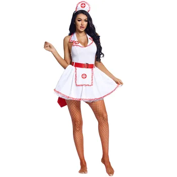 Платье для косплея медсестры со шляпой и поясом-бантом, женские наряды для взрослых, Непослушный Доктор, костюмы для ролевых игр, костюм на Хэллоуин