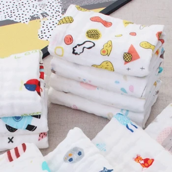 Шестислойное промытое марлевое квадратное полотенце, Хлопчатобумажные квадратные носовые платки для ребенка