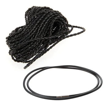 Новое 9-метровое черное Плетеное Кожаное ожерелье из шнура DIY 3 мм ГОРЯЧЕЕ с 3 мм черным резиновым шнуром Ожерелье - 24 Дюйма