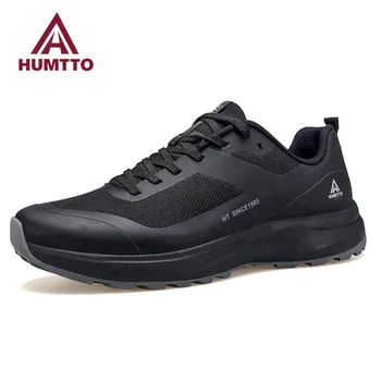Мужская дышащая обувь HUMTTO, зимние Черные водонепроницаемые повседневные мужские кроссовки, Модные спортивные Мужские роскошные дизайнерские кроссовки для бега