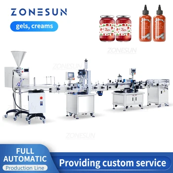 Автоматизированная производственная линия ZONESUN для Машины Unscrambler Круглой бутылки с Завинчивающейся крышкой для соуса Чили с Гелем, Заполняющей, Покрывающей и Обозначающей