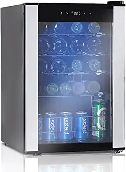 Холодильник отдельно стоящий, компрессорный холодильник для вина на 28 бутылок, холодильник с цифровым термостатом и стеклянной дверцей, нержавеющая сталь