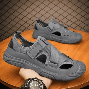 Мужские сандалии Baotou 2023, Летние новые дышащие спортивные сандалии, Пляжная обувь с мягкой подошвой, Мужская уличная удобная нескользящая обувь