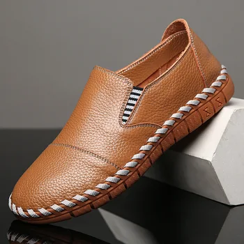 Мужская обувь из натуральной кожи, Лоферы из натуральной кожи, Мужские Мокасины, Итальянская Дизайнерская обувь