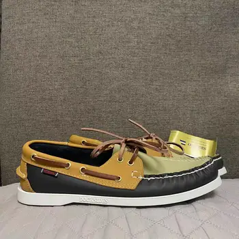 Мужская Аутентичная обувь для доков Sebago - Кожаные Туфли-лодочки Премиум-класса с Острым Носком на шнуровке AC046