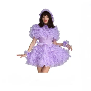 Горячая распродажа, запирающееся фиолетовое атласное пышное платье из органзы для девочек-Сисси, униформа для ролевых игр, костюм кроссдресса