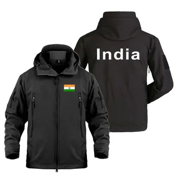 Осенне-зимняя одежда с принтом Индии, военные уличные куртки для мужчин, Флисовая теплая Ветрозащитная водонепроницаемая мужская куртка SoftShell, куртка