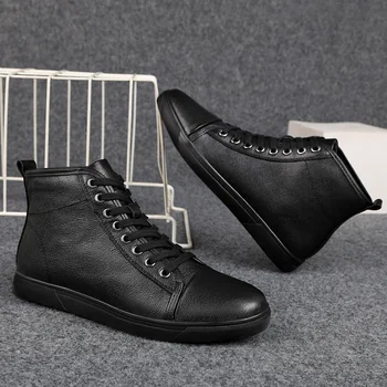 Высококачественные мужские ботинки Ботильоны из натуральной кожи Зимние утепленные мужские ботинки Большого размера 46
