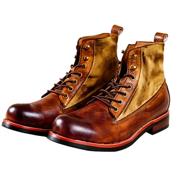 Осенние новые мужские ботинки Из дышащей натуральной кожи с высоким берцем, мужская мотоциклетная обувь в стиле ретро, Зимние ботинки на платформе