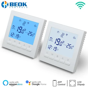 Умный термостат Beok Wifi для газового котла, отопления и привода, Программируемый регулятор температуры, контроллер работает с Alexa