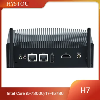 HYSTOU Безвентиляторный Мини-ПК Core I7 4578U I5 7300U С Двойным HDMI RS232 GbE RJ45 Realtek Прочный Промышленный Компьютер Windows10Pro Linux 28 Вт