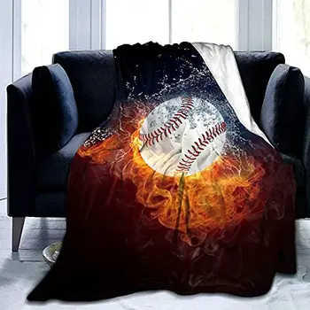 Огненное Бейсбольное одеяло, Фланелевое для кровати, Дивана, гостиной, одеяло с 3D принтом, Теплое, легкое, для мальчиков и подростков, Королевский Размер