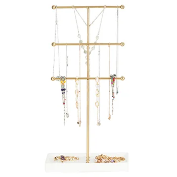 Подставка для ожерелья с мраморной основой, стойка для украшений, серьги, браслет, стеллаж для хранения