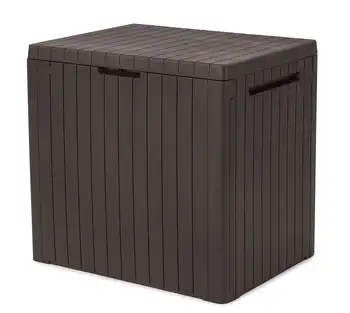Коробка Keter City Box коричневая, 30 галлонов, из полимерной смолы - идеально подходит для изготовления мебели для патио, аксессуаров для бассейна и игрушек на открытом воздухе