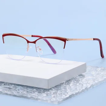 Модные металлические очки с защитой от синего света в полурамке, женские мужские оптические компьютерные очки, могут сочетаться с очками от близорукости