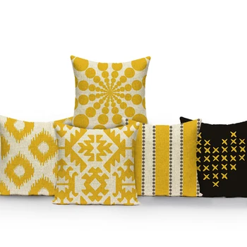 Геометрический чехол для подушки, Желтая Черная буква, Современный Простой Домашний декор, Наволочка для дивана-кровати, наволочки для гостиной