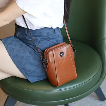 Маленькая сумка из натуральной воловьей кожи, женская сумка Почтальона, сумка через плечо на одно плечо для женщин, сумка для мобильного телефона