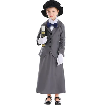 Волшебный костюм для девочек, детский костюм Мэри Поппинс для Косплея на Хэллоуин, Карнавальное праздничное платье