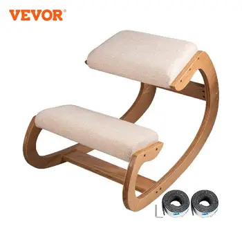 Эргономичный Стул для коленопреклонения VEVOR, стул для домашнего офиса с толстой подушкой, улучшающий Осанку тела, Компьютерный стул с деревянным коленом-качалкой