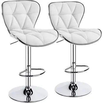 Барный стул Easyfashion с регулируемой высотой и поворотом, белый, набор из 2 предметов