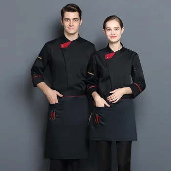 Столовая униформа шеф-повара с длинными рукавами Осенне-зимняя одежда Кухонная рабочая одежда Кейтеринг Отель Западный ресторан Кулинария Шеф-повар