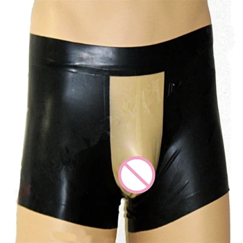 Мужские латексные трусики Gummi Shorts, резиновые боксеры черного цвета с прозрачным нижним бельем 0,4 мм на заказ (без молнии)
