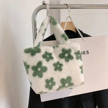 Весенние плюшевые сумки для женщин 2023, милая сумка-тоут в японском стиле, Универсальные сумки и кошельки с застежкой, летняя сумка с мягкой ручкой сверху