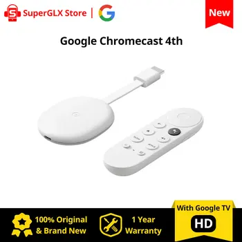 Google Chromecast 4-й с Google TV (HD), Потоковое воспроизведение развлекательных программ на вашем телевизоре с голосовым поиском, просмотр телепередач в формате 1080p HD