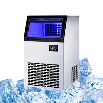 Коммерческий Льдогенератор 60 кг 120 кг/24 Ч, Автоматическая машина для приготовления кубического льда для кафе Teamilk Shop 220 В