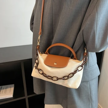 Женская мини-сумка с акриловыми цепочками с длинным ремешком через плечо, сумка через плечо для женщин 2023, Повседневная Нейлоновая сумка-бродяга, Фирменная дизайнерская сумка