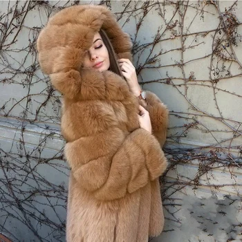 Верхняя одежда, большие размеры 3XL, Роскошное пальто из искусственного меха, женское пальто с лисьим мехом, зимние теплые парки с длинным рукавом Оверсайз, Шерстяное пончо, пальто, куртка