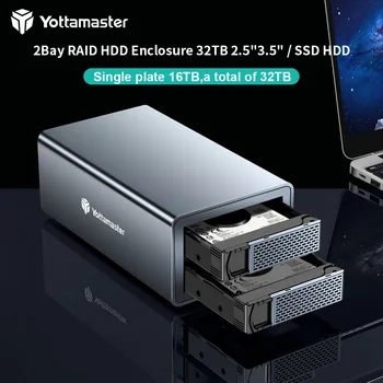 Корпус жесткого диска Yottamaster 7RAID 2Bay Адаптер SATA к USB 3 Корпус жесткого диска UASP 5 Гбит/с UASP Корпус жесткого диска для Windows Mac Linux