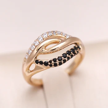 Кинель, горячее черное кольцо с натуральным цирконием для женщин, Модное Розовое золото 585 пробы, Винтажное кольцо с кристаллами в виде креста, подарок на каждый день, изысканные ювелирные изделия