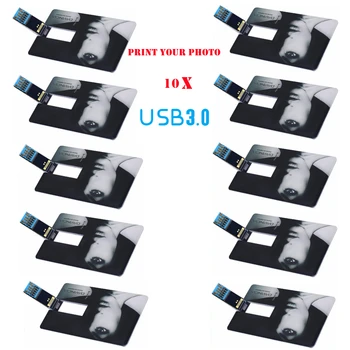 10 шт./лот, бесплатная полная печать с обеих сторон, банковская карта, драйвер для большого пальца, бизнес-кредитная карта, флэш-накопитель USB3.0 с индивидуальным логотипом