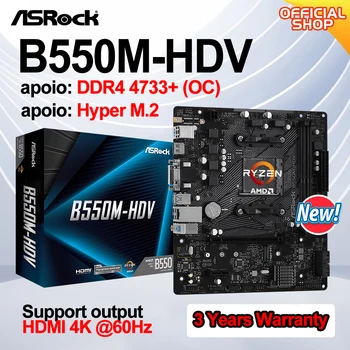 Новая Материнская плата ASRock B550M-HDV Micro-ATX 64G B550 placa mae AM4 С поддержкой AMD Ryzen Processador Pc Gamer DDR4 4733 + (OC) PCIe 4.0