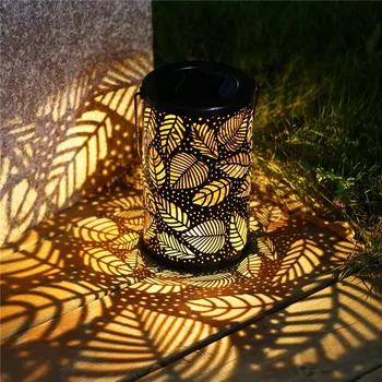 Ретро Солнечный фонарь, уличные садовые подвесные светильники с рисунком металлических листьев, светильник для дорожки во дворе