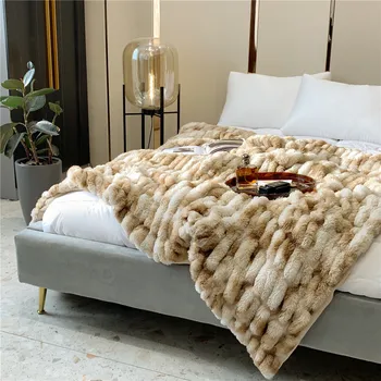 Одеяло из искусственного меха кролика, зимнее покрывало для дивана, покрывало для отдыха, Торцевая крышка кровати, Покрывало