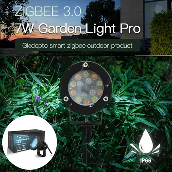 GLEDOPTO Zigbee 3.0 Pro 7 Вт садовая лампа для газона AC/DC 24 В наружный светодиодный светильник с шипами, водонепроницаемые точечные лампы