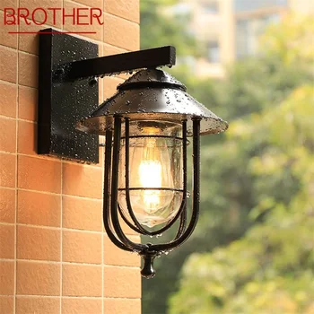 Черный Настенный светильник BROTHER Outdoor LED, классические ретро-бра, водонепроницаемые декоративные светильники для домашнего прохода
