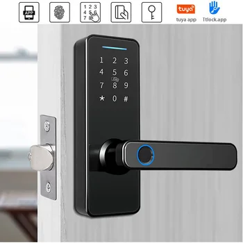 Электронный умный дверной замок Tuya TTlock с биометрическим отпечатком пальца/смарт-картой/паролем/разблокировкой ключа/аварийной зарядкой через USB