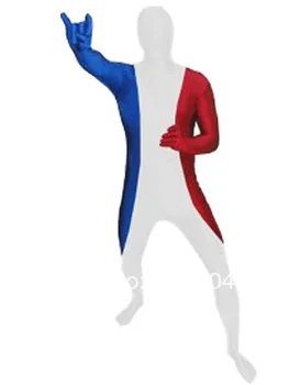 Костюм Зентай из спандекса с изображением флага Франции