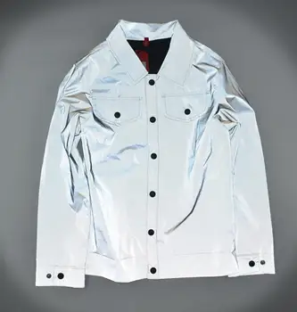 Светоотражающая Рубашка Мужская Весенняя Блузка Ночная куртка 8XL